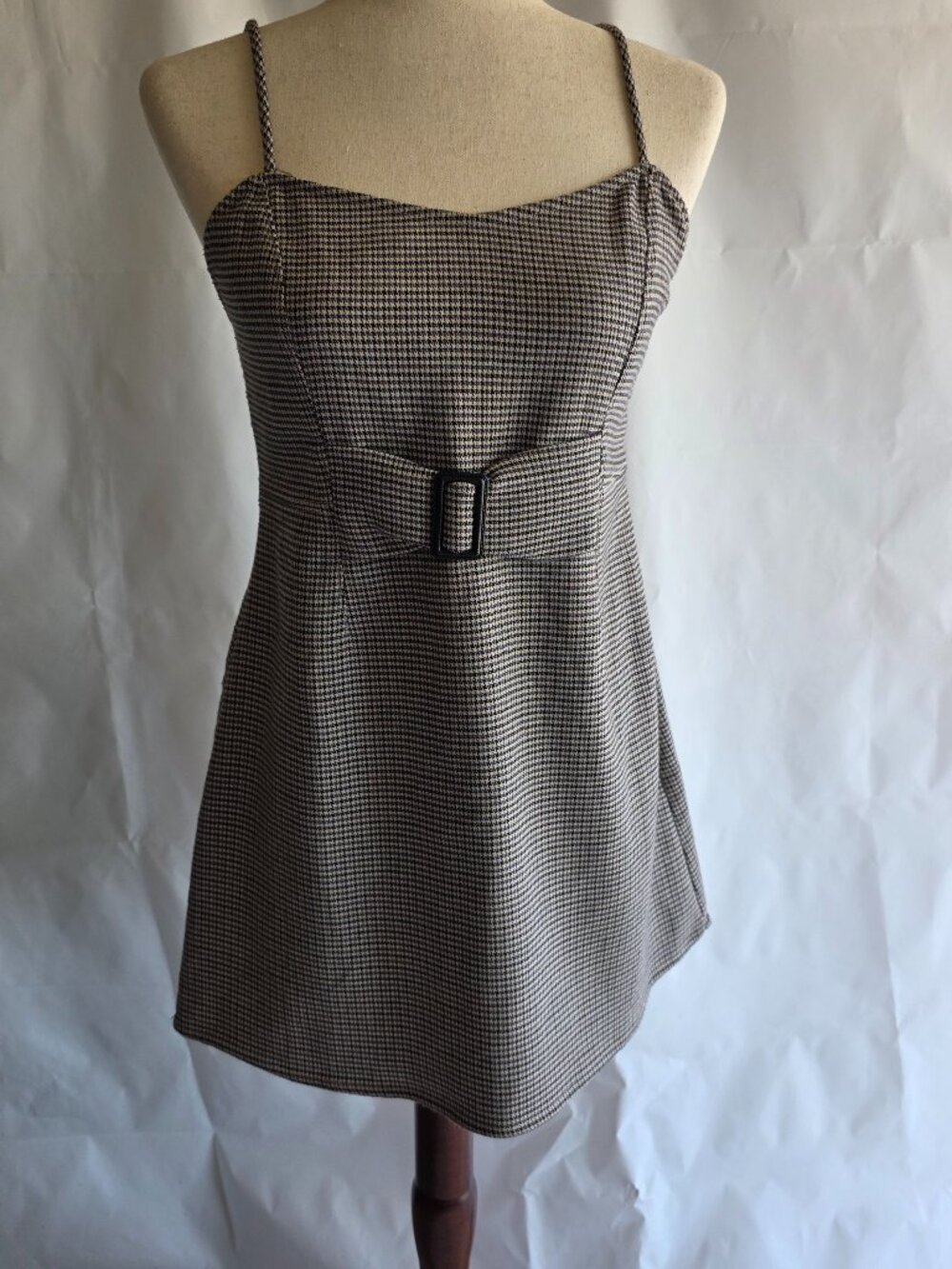 Free People My Girl Houndstooth Mini‎ Dress Belted A-Line Retro 6
